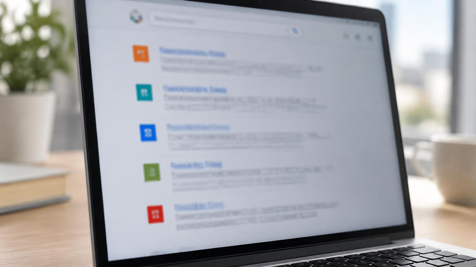 Google-találati lista, ahol a weboldalak neve mellett a kis favicon ikon látszik